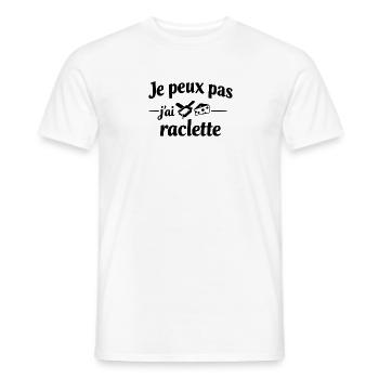 I Can't I Raclette – Winter Humor Fun - Men's T-Shirt - white - Front - AI Model Male 178 dark (178cm)
