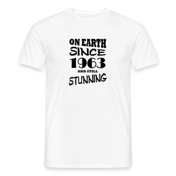 On earth since 1963 and still stunning - Men's T-Shirt - white - Front - AI Model Male 178 dark (178cm)