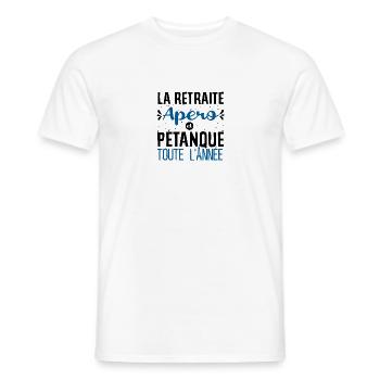 La retraite Apéro et Pétanque cadeau boule humour - T-shirt homme - blanc - Devant - AI Model Male 178 dark (178cm)