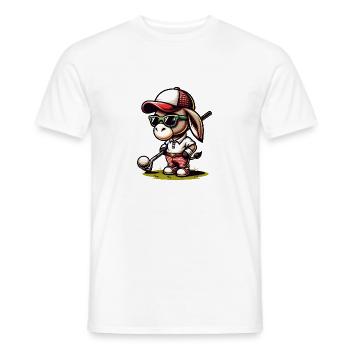 Funny Donkey Golfer Cartoon - Men's T-Shirt - white - Front - AI Model Male 178 dark (178cm)