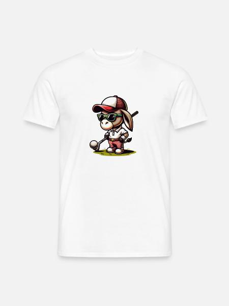 Lustiger Esel Golfspieler Cartoon - Männer T-Shirt - Weiß