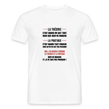 la théorie c est quand on sait tout cadeau humour - T-shirt homme - blanc - Devant - AI Model Male 178 dark (178cm)