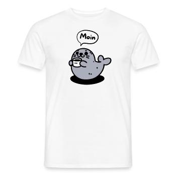 Phoque avec du café dans la bulle de la mer du Nord Moin - T-shirt homme - blanc - Devant - AI Model Male 178 dark (178cm)