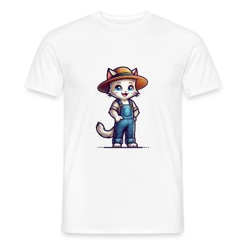 Cute Cat Farmer - Männer T-Shirt - Weiß - Vorne - AI Model Male 178 dark (178cm)