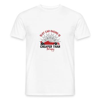 Les courses de voitures de circuit sont moins chères que les cadeaux de thérapie - T-shirt homme - blanc - Devant - AI Model Male 178 dark (178cm)