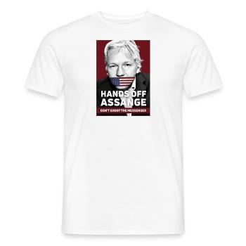 Hände weg Assange - Schieße nicht auf den Messenger - Männer T-Shirt - Weiß - Vorne - AI Model Male 178 dark (178cm)