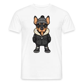 Doberman Hund Winter - Männer T-Shirt - Weiß - Vorne - AI Model Male 178 dark (178cm)