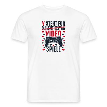 V steht für Video Spiele - Gamer Spruch lustig - Männer T-Shirt - Weiß - Vorne - AI Model Male 178 dark (178cm)