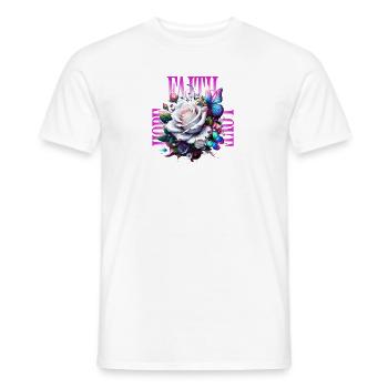 Faith Hope Love White Rose Butterflies - Men's T-Shirt - white - Front - AI Model Male 178 dark (178cm)