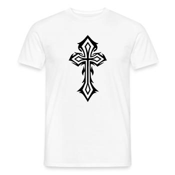 Cross, Crucifix, with thorns, gothic style. - Men's T-Shirt - white - Front - AI Model Male 178 dark (178cm)