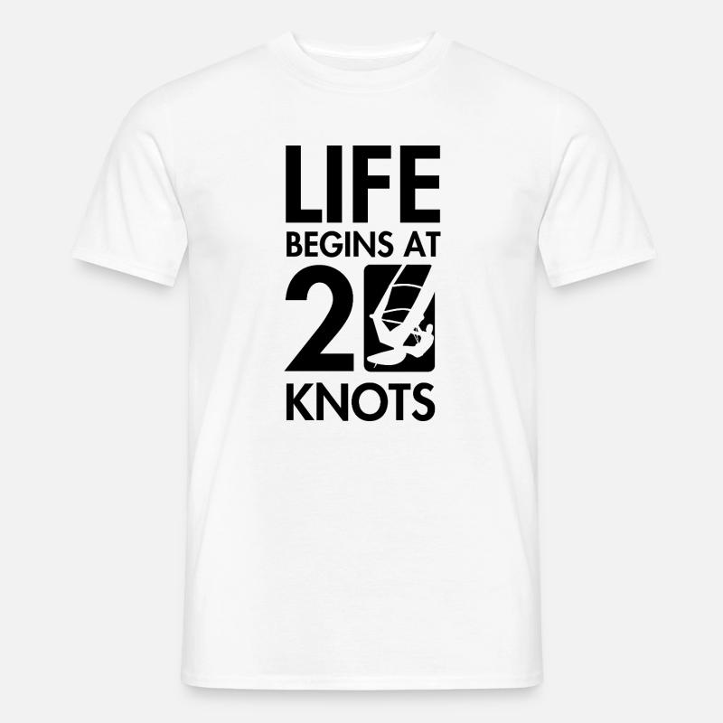 Windsurfen, das Leben beginnt bei 20knt - Männer T-Shirt - Weiß