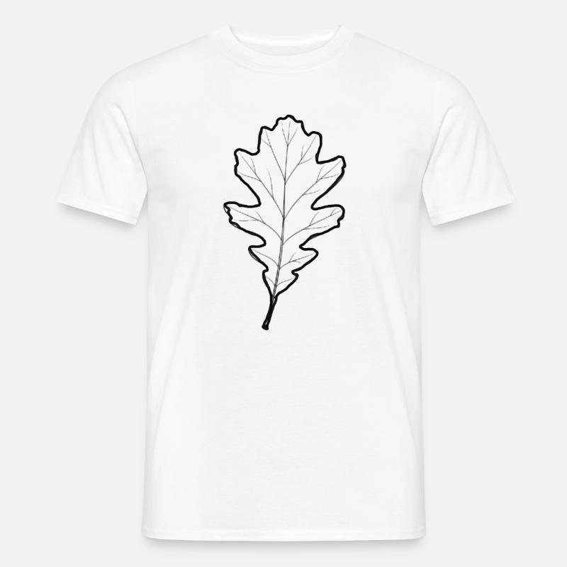 LiGu-Design - Eichenblatt Umriss  - Männer T-Shirt - Weiß