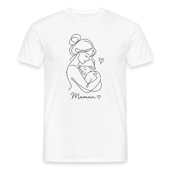 Maman Câlin Enfant Fête des Mères - T-shirt homme - blanc - Devant - AI Model Male 178 dark (178cm)