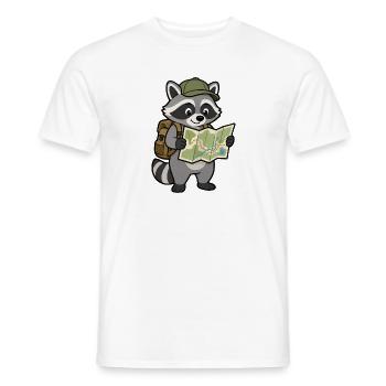 Wandering raccoon with map - Men's T-Shirt - white - Front - AI Model Male 178 dark (178cm)
