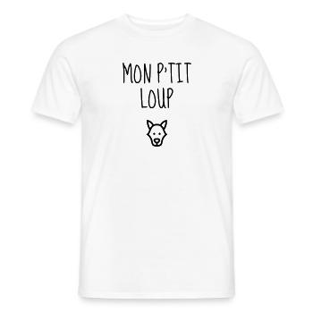 Mon P'tit Loup - Bébé - Naissance - Amour - Baby - T-shirt homme - blanc - Devant - AI Model Male 178 dark (178cm)