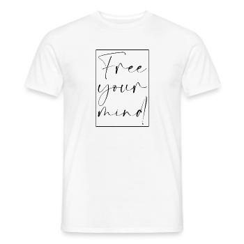 Free your Mind Saying Writing Spirit Freedom - Men's T-Shirt - white - Front - AI Model Male 178 dark (178cm)
