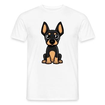 Doberman chien bande dessinée bébé - T-shirt homme - blanc - Devant - AI Model Male 178 dark (178cm)