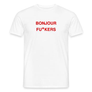 Bonjour Rebel Typo Graphic - Männer T-Shirt - Weiß - Vorne - AI Model Male 178 dark (178cm)