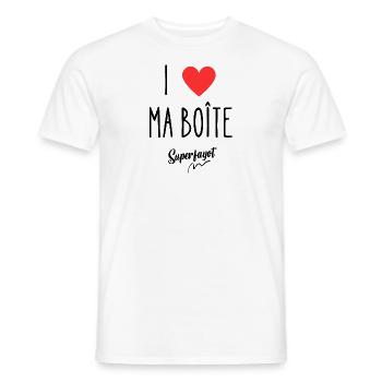 i love ma boîte - T-shirt homme - blanc - Devant - AI Model Male 178 dark (178cm)