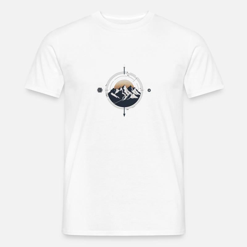 Berge Kompass Wanderung - Männer T-Shirt - Weiß