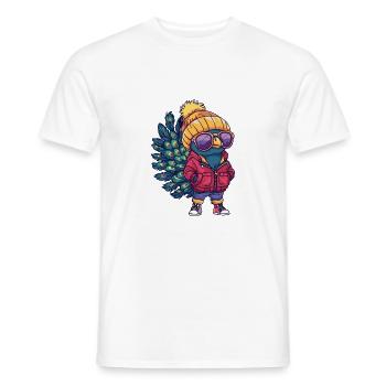 Peacock Bird Winter - Men's T-Shirt - white - Front - AI Model Male 178 dark (178cm)