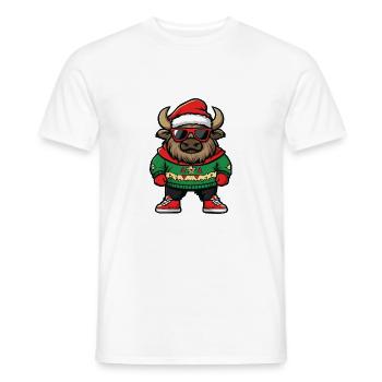 Bison Weihnachten Cool X-Mas - Männer T-Shirt - Weiß - Vorne - AI Model Male 178 dark (178cm)