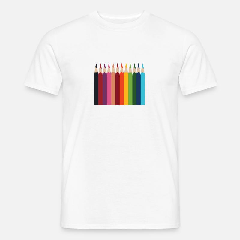 Stifte Bunt Geschenk Idee Kinder - Männer T-Shirt - Weiß