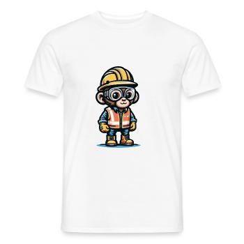 Cute Monkey Construction Worker - Men's T-Shirt - white - Front - AI Model Male 178 dark (178cm)