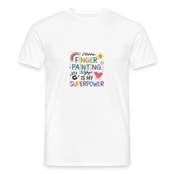 Finger Painting Is My Superpower Rainbow - Men's T-Shirt - white - Front - AI Model Male 178 dark (178cm)