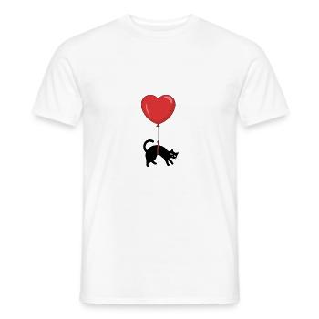 Chat noir avec ballon cœur pour les amoureux des chats - T-shirt homme - blanc - Devant - AI Model Male 178 dark (178cm)