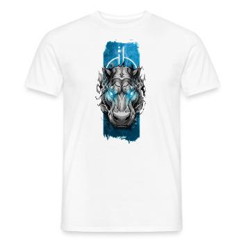 Azurblauer Blick: Nilpferd mit blau leuchtenden Augen - Männer T-Shirt - Weiß - Vorne - AI Model Male 178 dark (178cm)