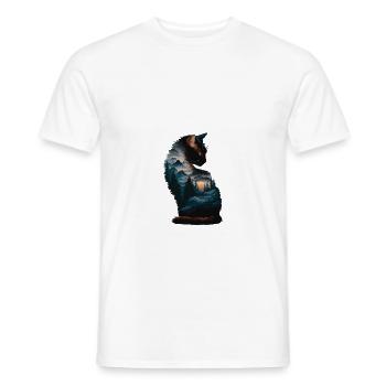 Mystic Forest Chats Coucher de soleil Illustration - T-shirt homme - blanc - Devant - AI Model Male 178 dark (178cm)
