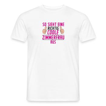 Zimmerfrau | Humor | Holzbau | Handwerkerin - Männer T-Shirt - Weiß - Vorne - AI Model Male 178 dark (178cm)