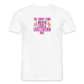 Logistikerin | Kaffee Becher Spruch | Logistik - Männer T-Shirt - Weiß - Vorne - AI Model Male 178 dark (178cm)