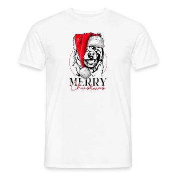 Père Noël américain Akita joyeux Noël chien Wilsigns - T-shirt homme - blanc - Devant - AI Model Male 178 dark (178cm)