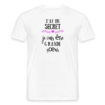 I have a secret, I'm going to be a big sister - Men's T-Shirt - white - Front - AI Model Male 178 dark (178cm)