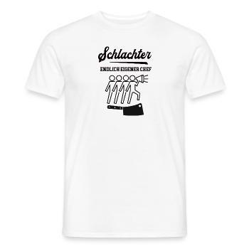 Schlachter Chef Selbstständigkeit Firma Gründen - Männer T-Shirt - Weiß - Vorne - AI Model Male 178 dark (178cm)