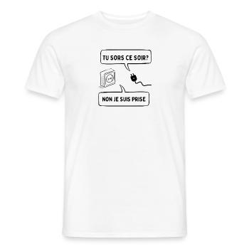 tu sors ce soir - T-shirt homme - blanc - Devant - AI Model Male 178 dark (178cm)