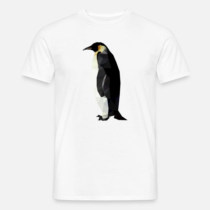 Formes géométriques de polygone de pingouin - T-shirt homme - blanc
