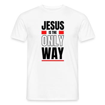 Red Minimalism: Contrast Blocks - Men's T-Shirt - white - Front - AI Model Male 178 dark (178cm)