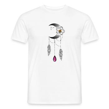 Moon Orchid Feather and Pearl Type Dream Catcher - Men's T-Shirt - white - Front - AI Model Male 178 dark (178cm)