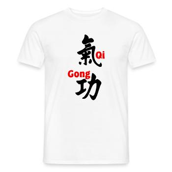 QI-Gong-Schrift mit Text in roter Vertikale - Männer T-Shirt - Weiß - Vorne - AI Model Male 178 dark (178cm)