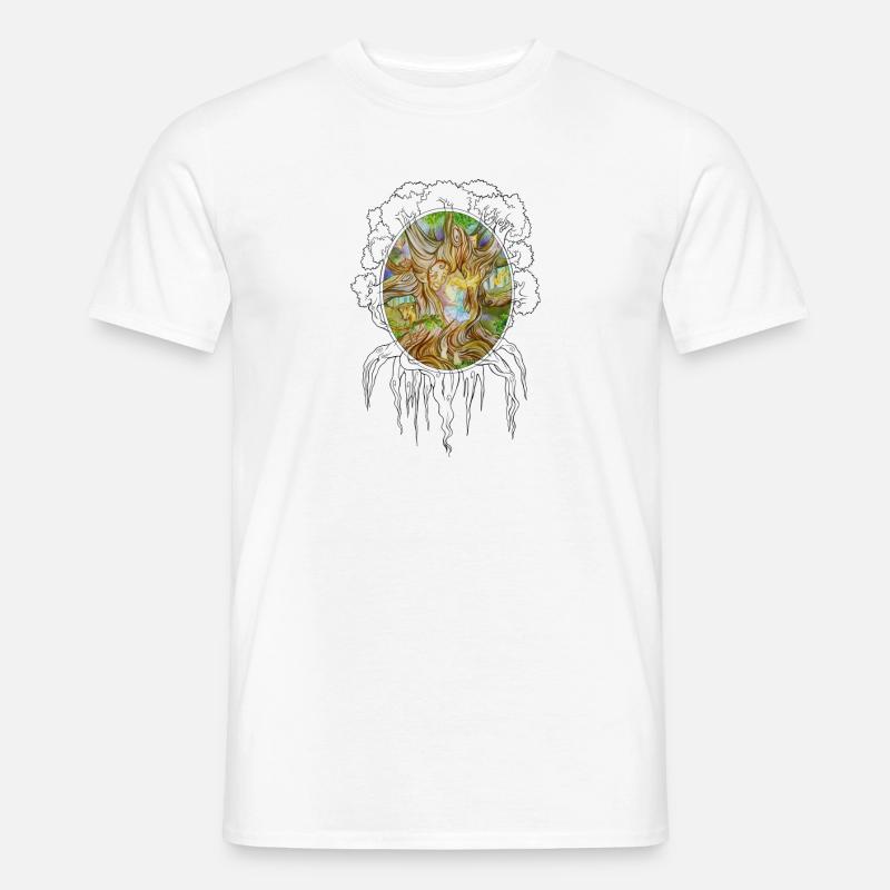 Baum der Weisheit, Wurzel, Spiegel, Mädchen - Männer T-Shirt - Weiß