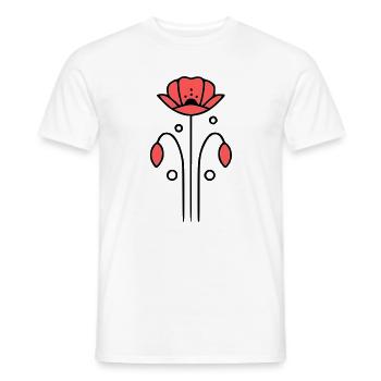 Coquelicots coquelicots minimaliste Line Art 7 - T-shirt homme - blanc - Devant - AI Model Male 178 dark (178cm)