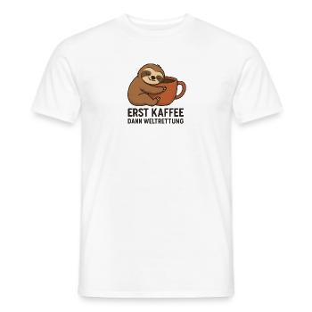 D’abord le café, puis le sauvetage du monde - T-shirt homme - blanc - Devant - AI Model Male 178 dark (178cm)