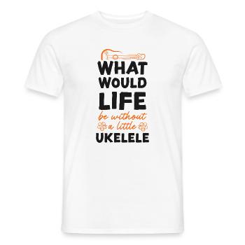 Ukulélé hawaïen uke Que serait - T-shirt homme - blanc - Devant - AI Model Male 178 dark (178cm)