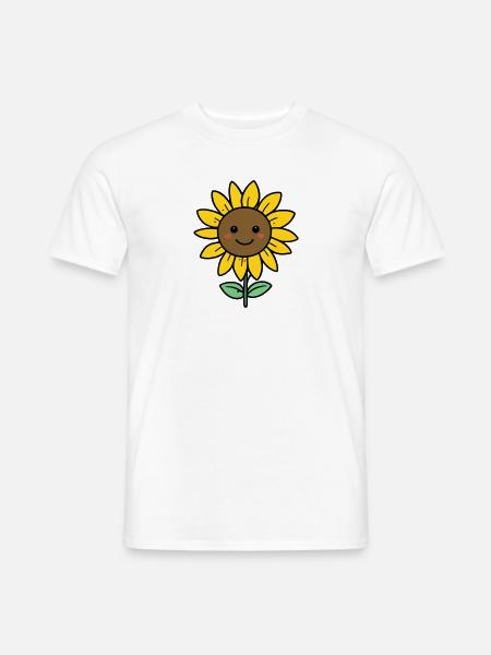 Cheerful Sunflower Cartoon - Men's T-Shirt - white