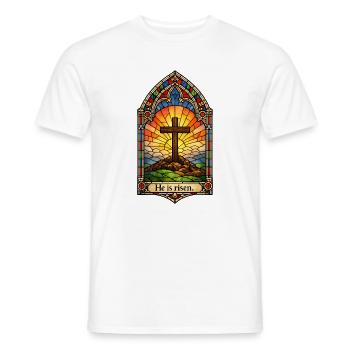 Auferstehung He is Risen Ostern Jesus - Männer T-Shirt - Weiß - Vorne - AI Model Male 178 dark (178cm)