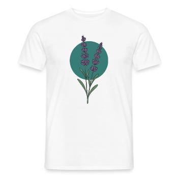 Lavender – Botanical Flower Motif - Men's T-Shirt - white - Front - AI Model Male 178 dark (178cm)