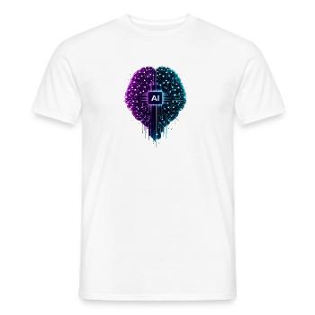 Neon-KI-Gehirn mit Schaltungsmuster - Männer T-Shirt - Weiß - Vorne - AI Model Male 178 dark (178cm)